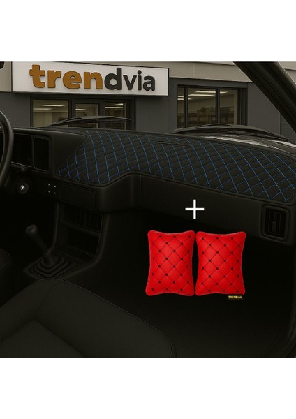 Tofaş Şahin Doğan Kartal Alçak Ön Göğüs Siyah-Mavi Torpido Kılıfı / Kırmızı-Siyah Boyun Yastığı