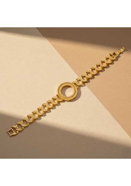 altın kaplama desenli çeyrek çerçeveli zincir bileklik blk-1212 indirimleri