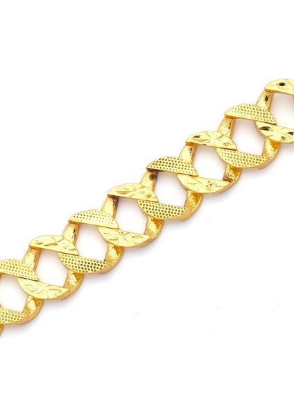 altın kaplama desenli yarım altınlı zincir bileklik blk-1213 modelleri