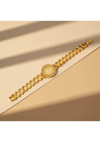 altın kaplama desenli yarım altınlı zincir bileklik blk-1213 fırsatları