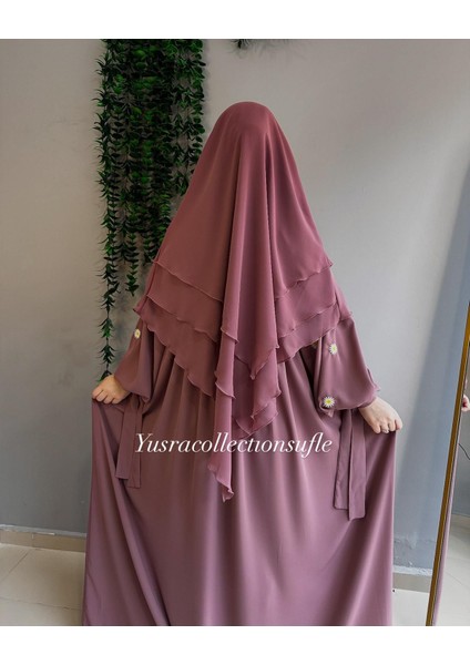 Papatya Nakışlı Liza Elbise ve Kısa Sufle 2 'li Takım fiyatları