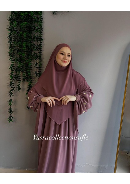 Papatya Nakışlı Liza Elbise ve Kısa Sufle 2 'li Takım fırsatları