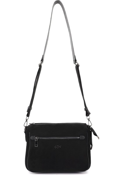 Kadın Siyah Süet Uzun Askılı Omuz Çantası