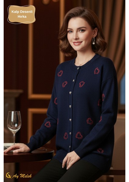 Kadın Triko Hırka Yumuşak V Yaka Kalpli Düğmeli Kazak fiyatları