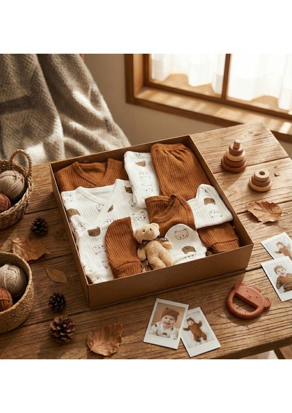 10 Parça Yeni Doğan Hastane Çıkışı & Hoş Geldin Bebek Seti (Hediye Kutulu & Ayıcıklı) – Babyshower indirimleri