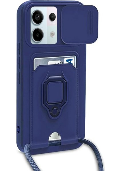 OMR02 Xiaomi Redmi Note 13 Pro 5g Kılıf Zuma Kartvizitli Yüzüklü Silikon - Lacivert