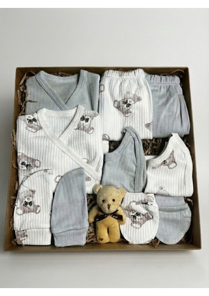 10 Parça Yeni Doğan Hastane Çıkışı & Hoş Geldin Bebek Seti (Hediye Kutulu & Ayıcıklı) – Babyshower