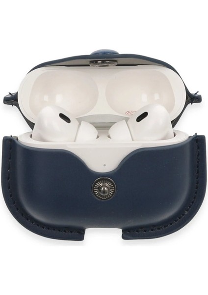 CPT83 Airpods Pro 2 (2.nesil) Çanta Deri Kılıf - Lacivert modelleri