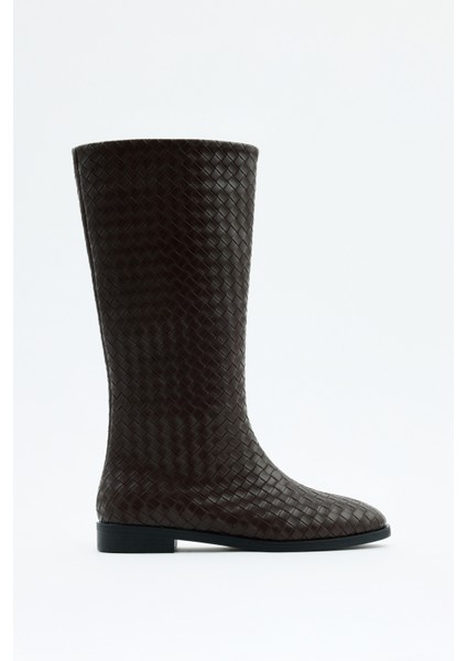 Çizme 2522 - Desenli Binici Acı Kahve Örgü Kadın Çizme fiyatları