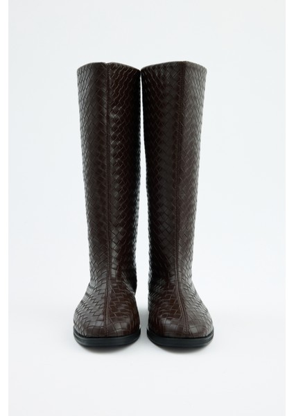 Çizme 2522 - Desenli Binici Acı Kahve Örgü Kadın Çizme fırsatları
