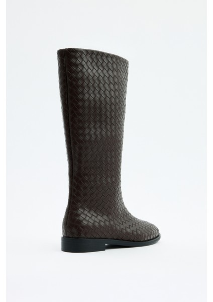 Çizme 2522 - Desenli Binici Acı Kahve Örgü Kadın Çizme indirimleri