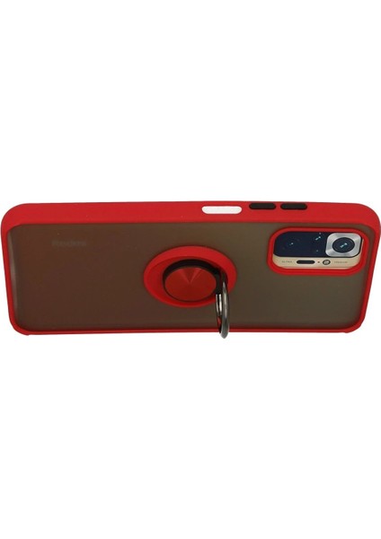 Xiaomi Redmi Note 10 Kılıf Montreal Yüzüklü Silikon Kapak - Kırmızı modelleri