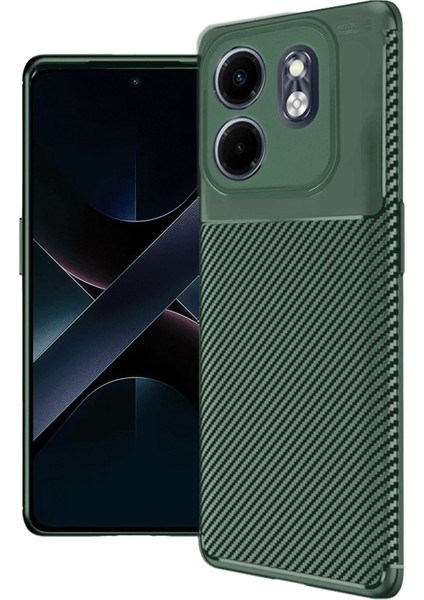 Infinix Smart 9 Kılıf Auto Focus Karbon Kapak - Koyu Yeşil modelleri