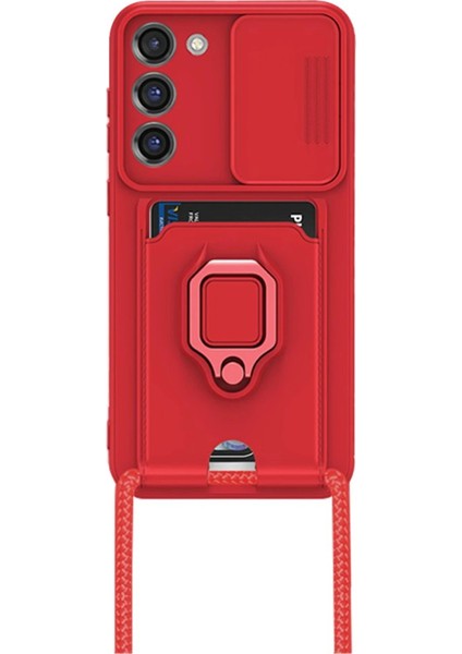 Samsung Galaxy S23 Plus Kılıf Zuma Kartvizitli Yüzüklü Silikon - Kırmızı
