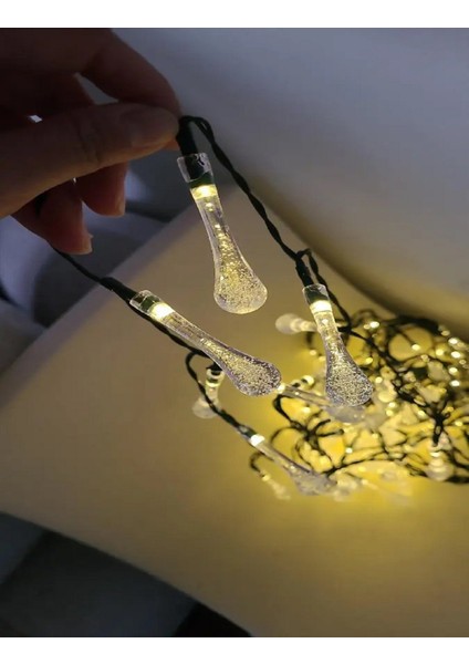 50 Damla Şeklinde Solar LED Güneş Enerjili Bahçe Balkon Aydınlatma 7 Metre Işık 8 Mod Gün Işığı fırsatları
