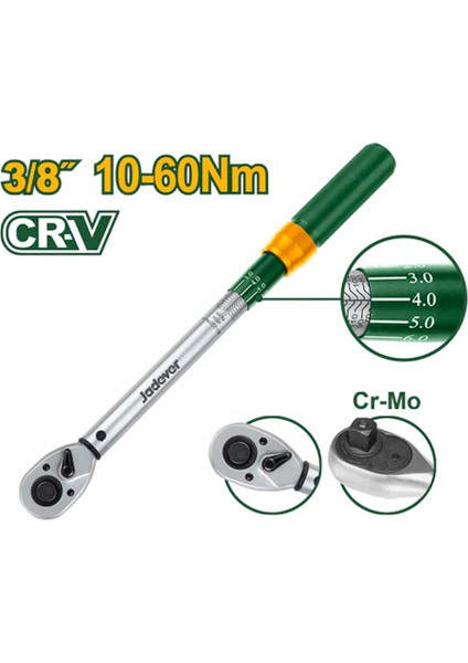 Jadever 3/8 Tork Kolu 10-60NM Çantalı Kalibrasyonlu