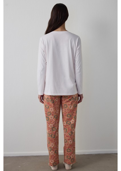 Taba Cookies Bisiklet Yaka Uzun Kollu Pamuklu Pijama Takımı fırsatları