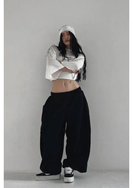 Büyük Beden Battal Boy Siyah Gri Ekstra Bol Kalıp Tesettür Oversize Baggy Harajuku Eşofman Altı fiyatları