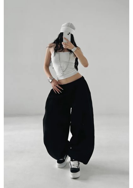 Büyük Beden Battal Boy Siyah Gri Ekstra Bol Kalıp Tesettür Oversize Baggy Harajuku Eşofman Altı indirimleri