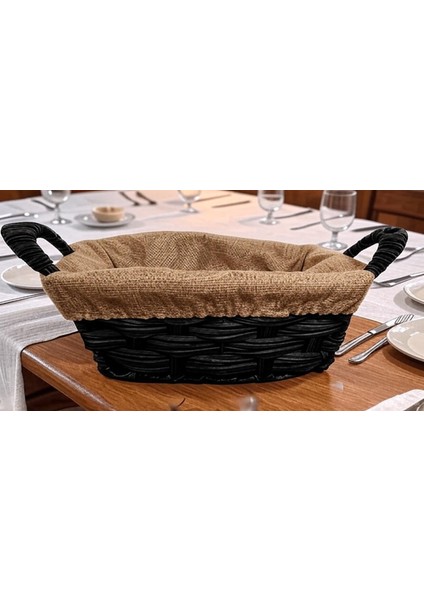 Hasır Sepet Kulplu Jüt Kumaşlı Dekoratif Organizer - Ekmek Sepeti modelleri