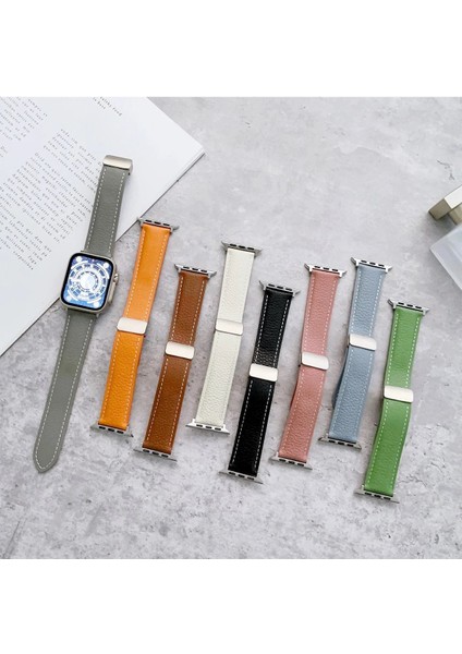 Apple Watch 38MM KR414 Daks Deri Kordon - Pembe modelleri