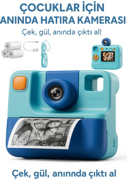 Çocuklar Için Anında Baskı Kamera – 24MP Hd, 1080P Video, 10X Zoom, 180° Döner Lens Termal Baskıl