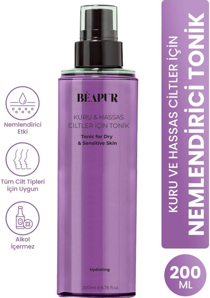 Kuru ve Hassas Ciltler İçin Nemlendirici & Canlandırıcı Tonik 200 ml