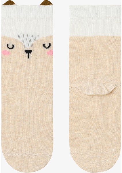 Çok Renkli Kız Çocuk Cream Hedgehog 4lü Soket Çorap