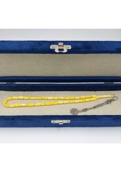 Sarı Kapsül Kesim Beyrut Toz Kehribar Tespih (Ahşap Kutulu) fiyatları