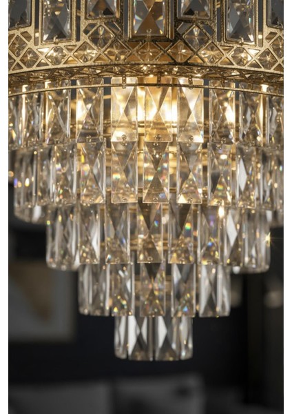 Oyma Gold 50 cm Kristal Taşlı Modern Avize – Salon ve Oturma Odası fiyatları