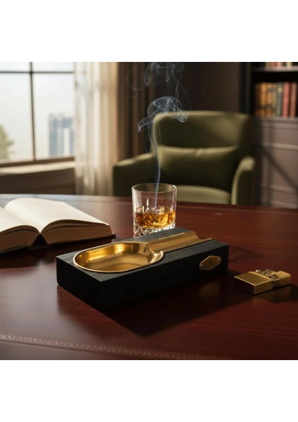 Cigarloong Ahşap Puro Küllüğü Tekli Gold fiyatları