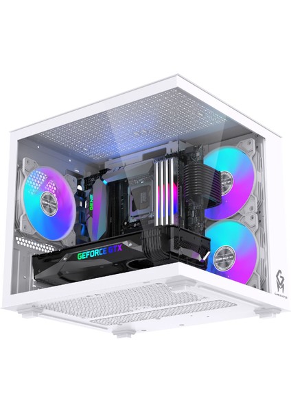 Gm-X1 Tuştan Değişmeli 3x Rgb Fanlı Gaming Mini Akvaryum M-Atx Beyaz Kasa indirimleri