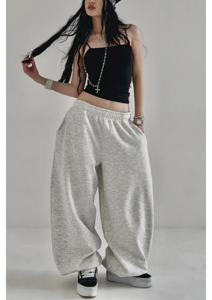 Büyük Beden Battal Boy Siyah Gri Ekstra Bol Kalıp Tesettür Oversize Baggy Harajuku Eşofman Altı fiyatları