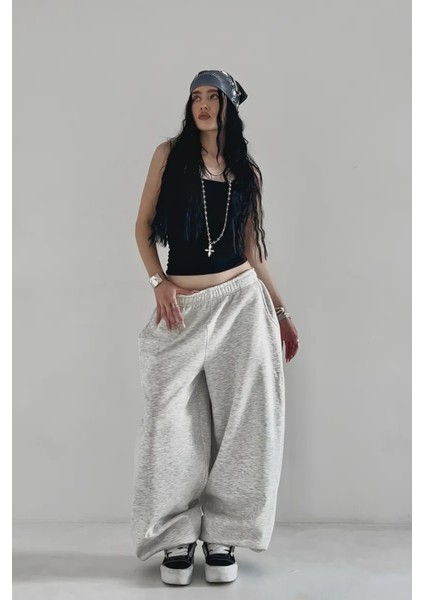 Büyük Beden Battal Boy Siyah Gri Ekstra Bol Kalıp Tesettür Oversize Baggy Harajuku Eşofman Altı modelleri