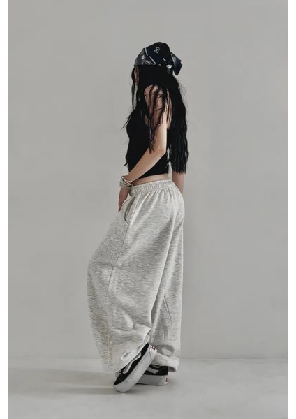 Büyük Beden Battal Boy Siyah Gri Ekstra Bol Kalıp Tesettür Oversize Baggy Harajuku Eşofman Altı fırsatları