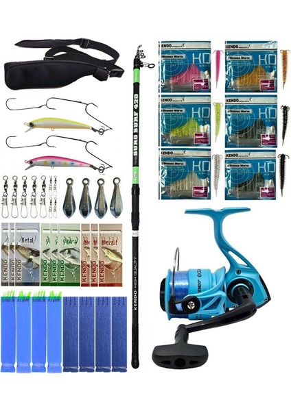 Olta Seti Kendo Suro Surf 420CM 100-200GR Teleskopik Olta Kamışı&kendo Ocean Cast 5000 Olta Makinesi