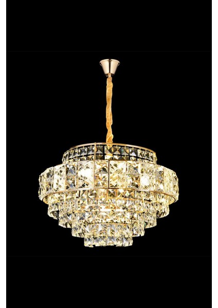 Capella Gold Kristal Yuvarlak Avize 50 cm – Lüks Salon Aydınlatması modelleri