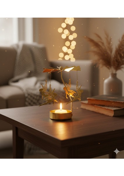 Dekoratif Dönen Mumluk Mum Isısıyla Dönen Gold Metal Ev Dekoru fiyatları