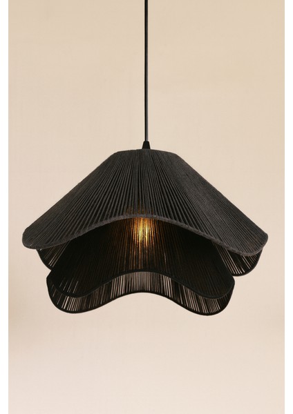 Çift Kat Dalga Form Ip Sarımlı Sarkıt Avize Antrasit Siyah 55X45 E27 Ayarlanabilir fırsatları