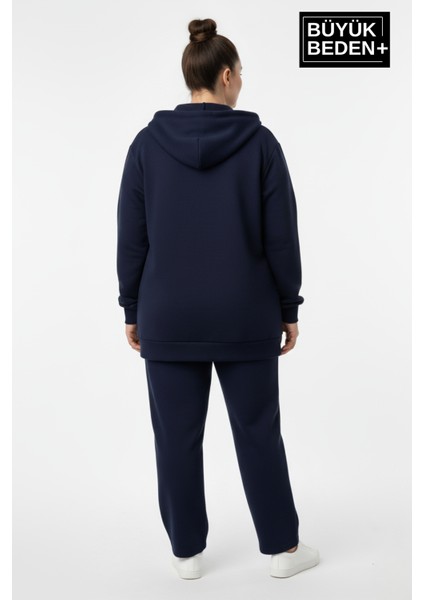 Kadın Büyük Beden Fermuarlı Kapüşonlu New York Baskılı Sweatshirt Hırka SPR26BHR923 modelleri