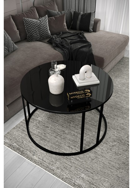 Çift Bacak C Orta Sehpa Siyah Ayak Siyah Ayna fiyatları