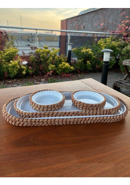 Tekstil 4 ’lü Hasır Görünümlü Servis ve Sunum Seti – Şık Masa Sunumları Için -Kırmızı fiyatları