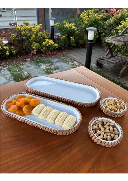 Tekstil 4 ’lü Hasır Görünümlü Servis ve Sunum Seti – Şık Masa Sunumları Için -Kırmızı modelleri