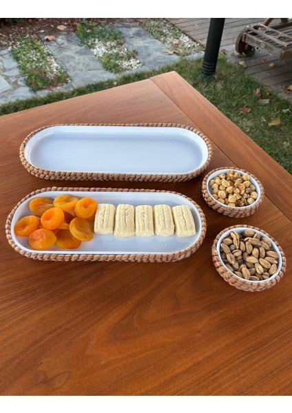 Tekstil 4 ’lü Hasır Görünümlü Servis ve Sunum Seti – Şık Masa Sunumları Için -Kırmızı fırsatları