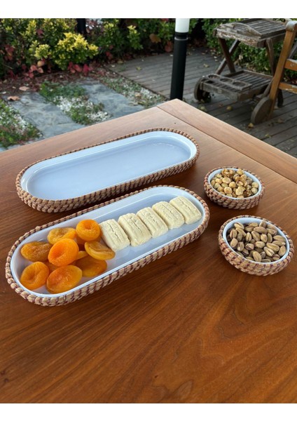 Tekstil 4 ’lü Hasır Görünümlü Servis ve Sunum Seti – Şık Masa Sunumları Için -Kırmızı indirimleri