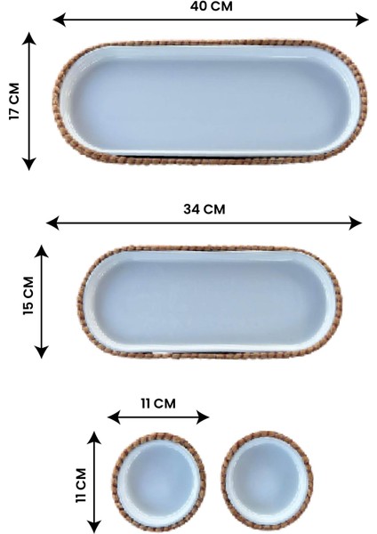 Tekstil 4 ’lü Hasır Görünümlü Servis ve Sunum Seti – Şık Masa Sunumları Için -Kırmızı