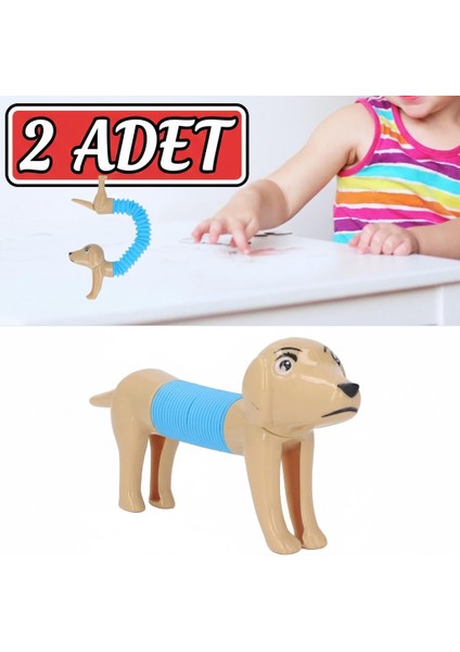 2 Adet Esnek Körük Köpek Oyuncak Pop Tube Fidget Stres Giderici Çocuk Hediyesi Popit Boru