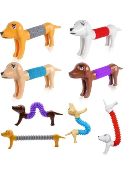 2 Adet Esnek Körük Köpek Oyuncak Pop Tube Fidget Stres Giderici Çocuk Hediyesi Popit Boru