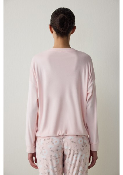 Açık Pembe Ellie Bisiklet Yaka Pijama Üstü fırsatları