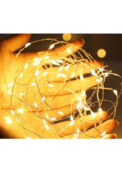 Solar Güneş Enerjili Peri LED 7 Metre 50 LED -8 Fonksiyonlu Sarı